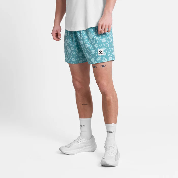 M Flower Pace Shorts 5'' | Light Blue Flower