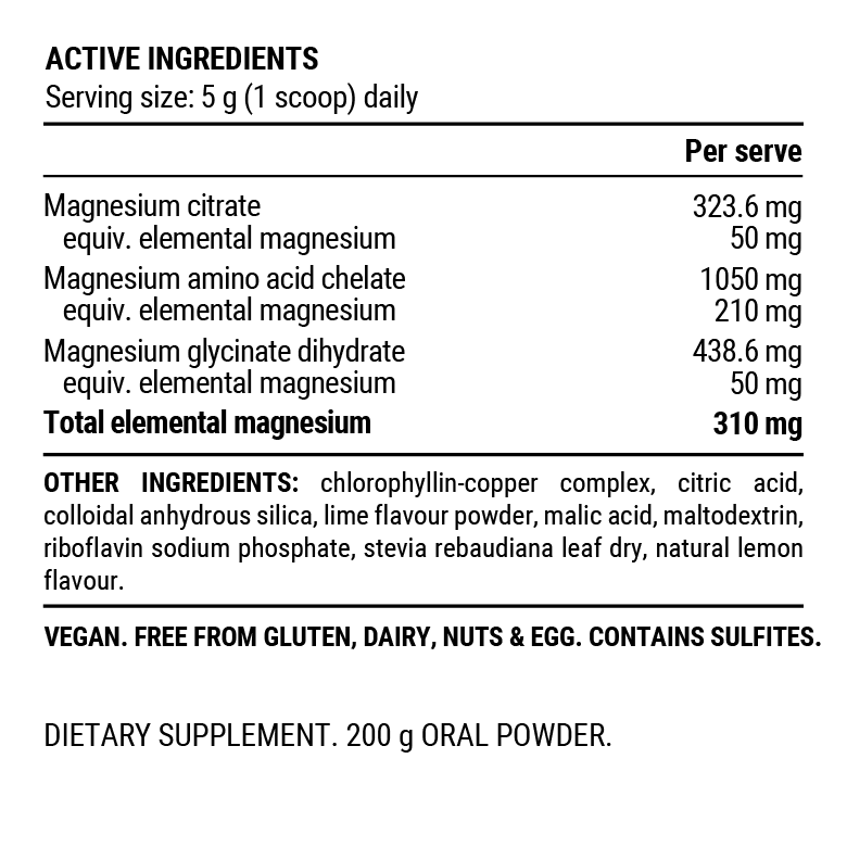 Triple Magnesium Professional Recovery Powder - 200g Pouch | Lemon Lime