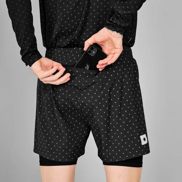 M Polka 2 In 1 Pace Shorts 5" | Reflective Black