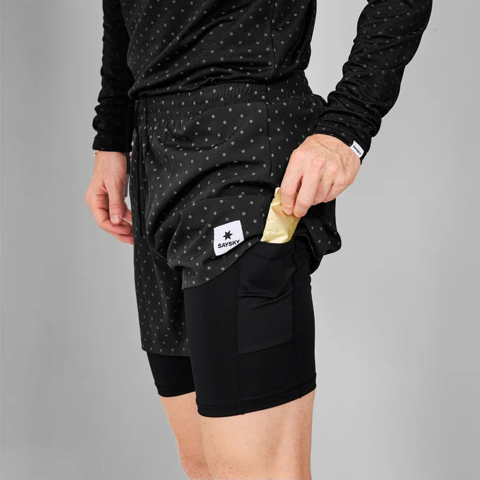 M Polka 2 In 1 Pace Shorts 5" | Reflective Black