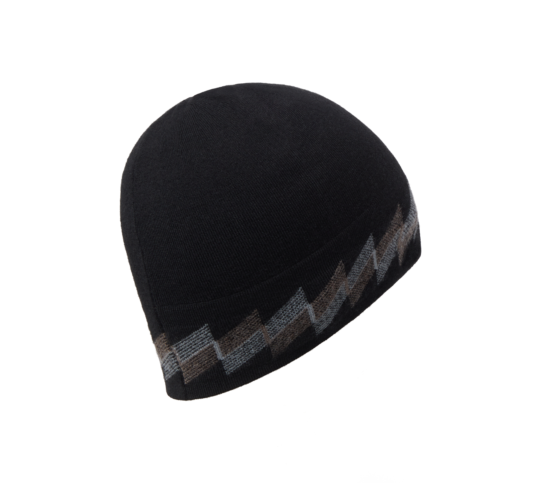 提花美利奴羊毛帽 |黑色的