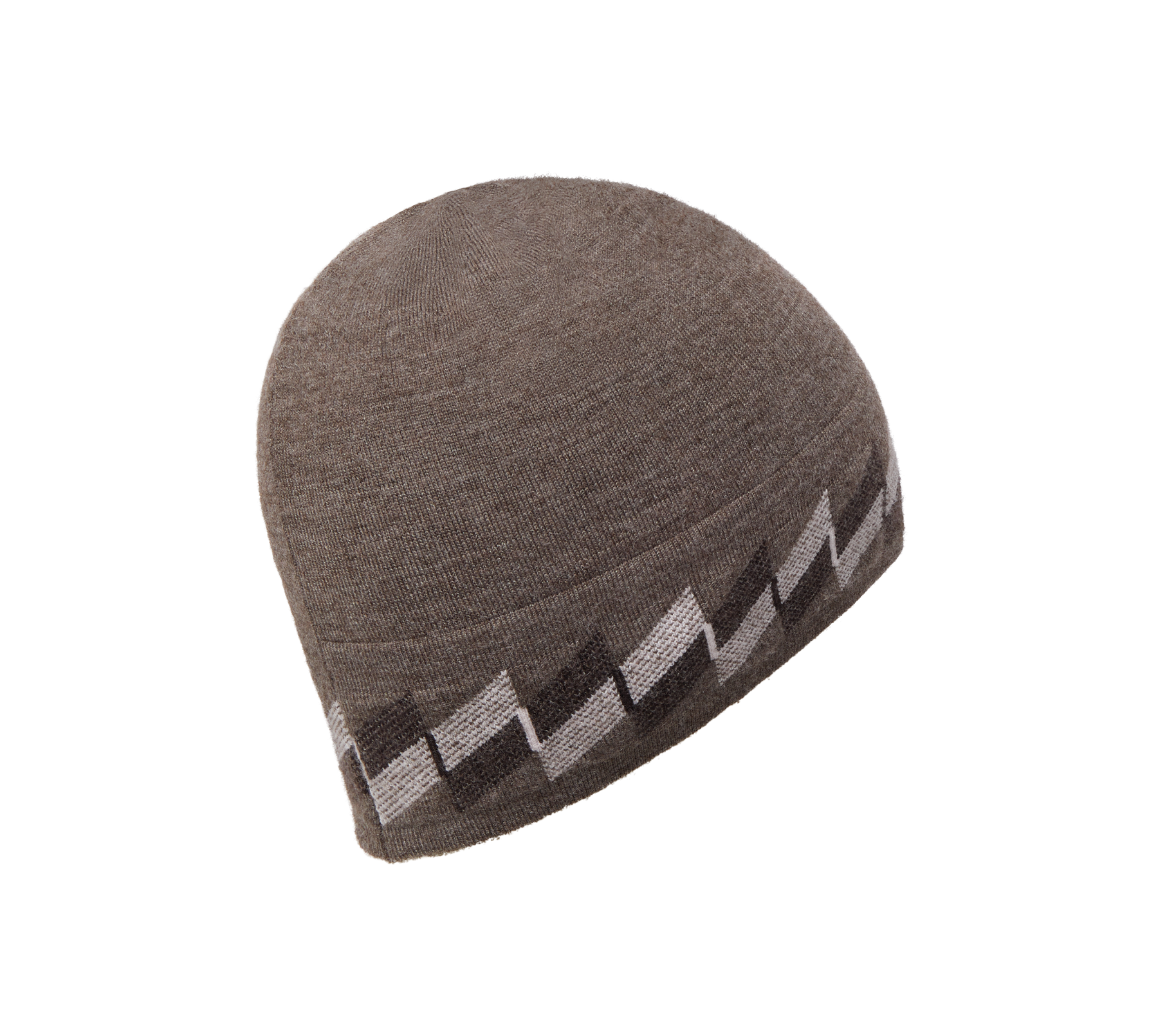 提花美利奴羊毛帽 |灰褐色