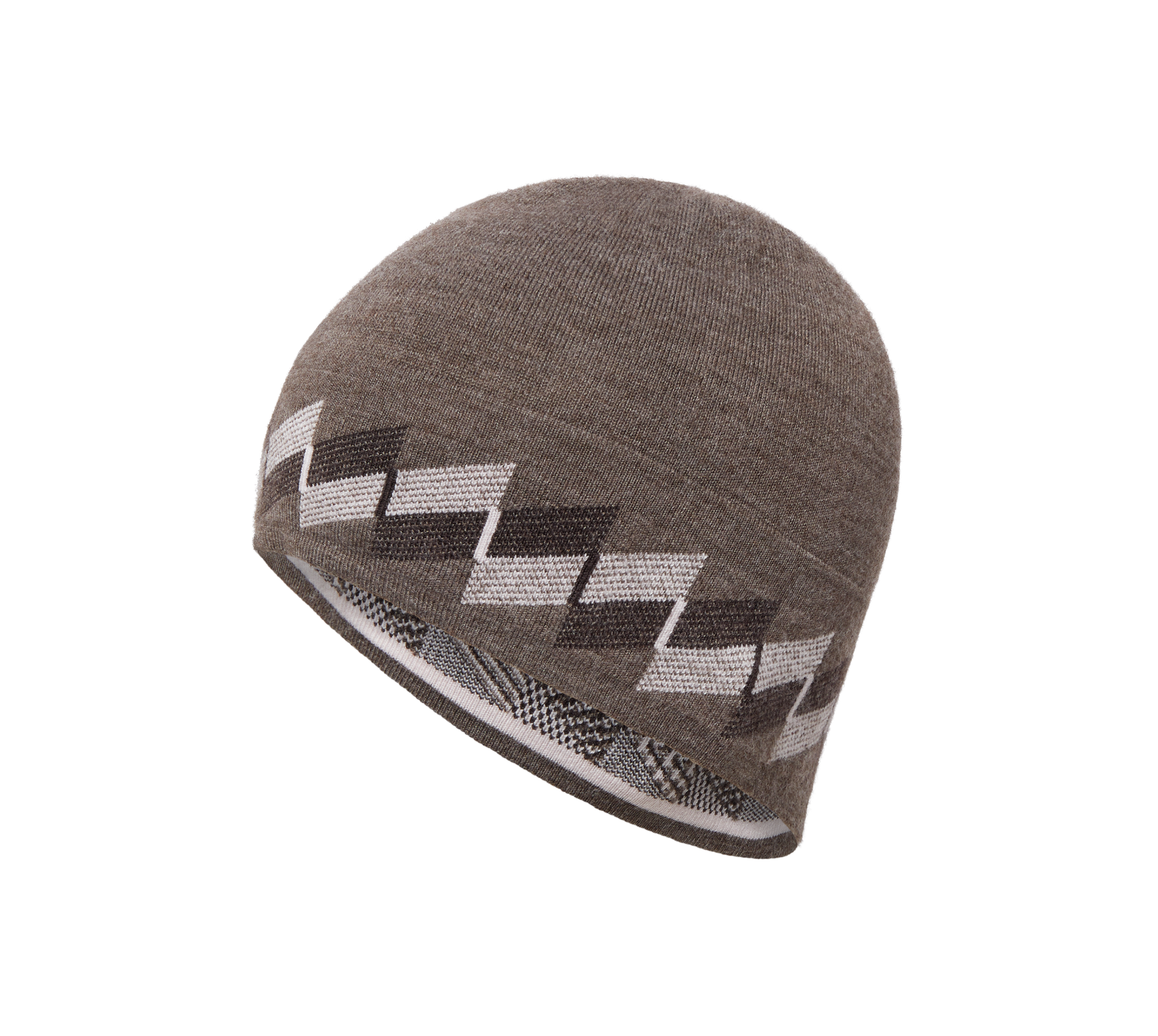 提花美利奴羊毛帽 |灰褐色