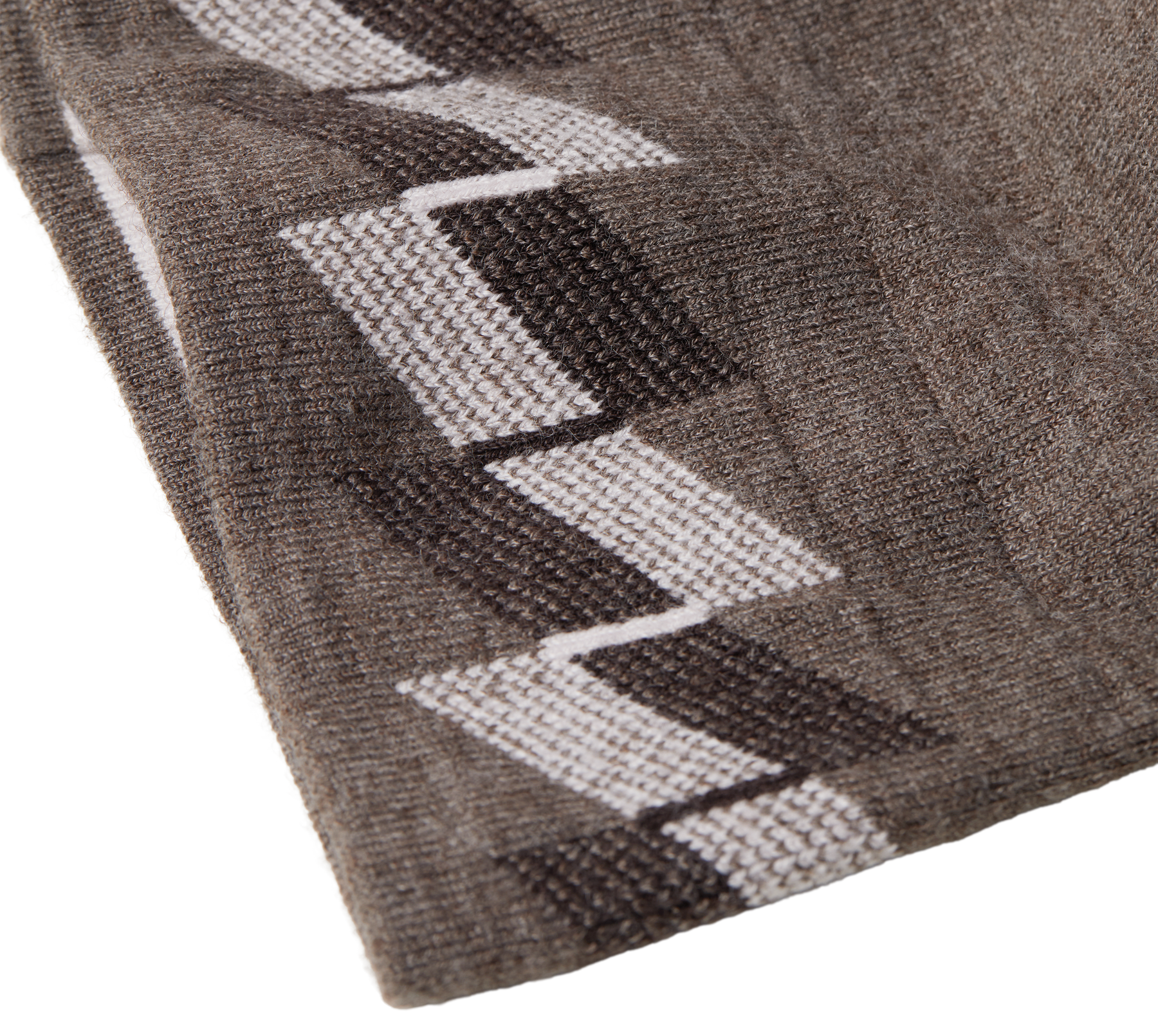 提花美利奴羊毛帽 |灰褐色