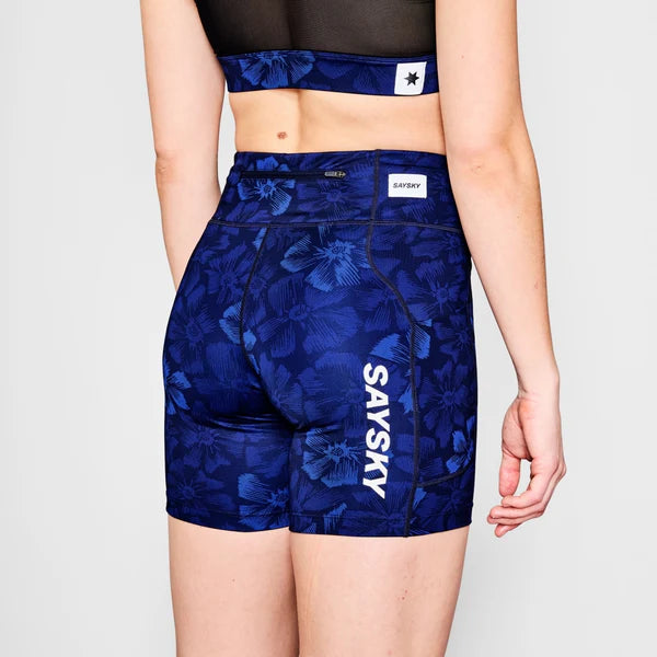 W Flower Combat+ Short Tights 7" | Blue