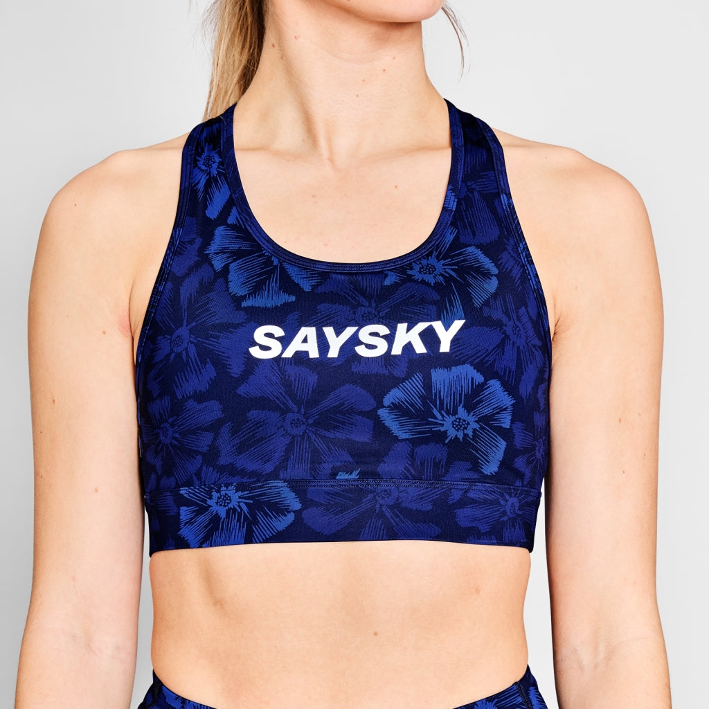 W Flower Combat Sports Bra | Blue