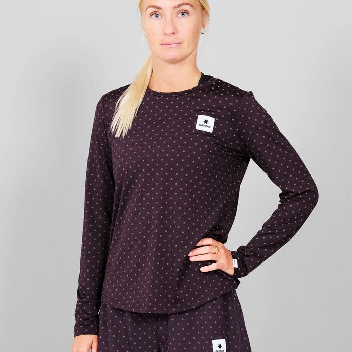 Women Polka Pace Long Sleeve | Reflective Purple