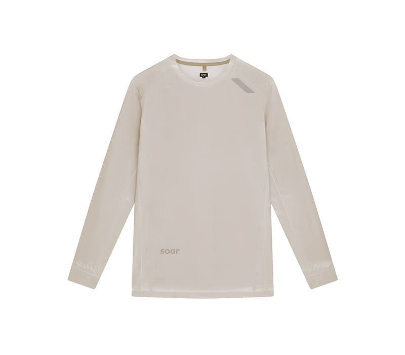 男款長袖印花科技 T 卹 |暖灰色大理石