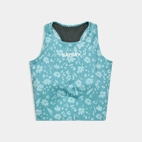 W Flower Combat Crop Top | Blue