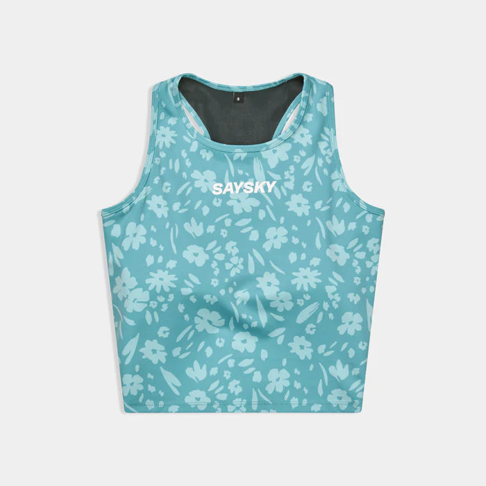 W Flower Combat Crop Top | Blue