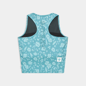W Flower Combat Crop Top | Blue