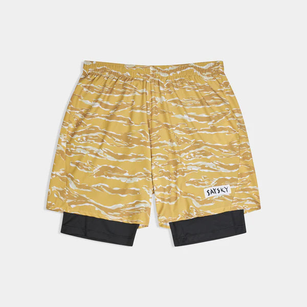 M Tiger Pace 2 in 1 Shorts 5'' | Yellow Camo