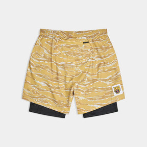 M Tiger Pace 2 in 1 Shorts 5'' | Yellow Camo