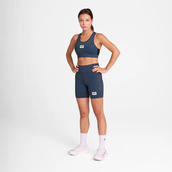 W Houndstooth Combat Sports Bra | Blue