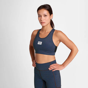 W Houndstooth Combat Sports Bra | Blue