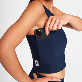 W Combat Rib Crop Top | Blue