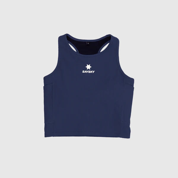W Combat Rib Crop Top | Blue