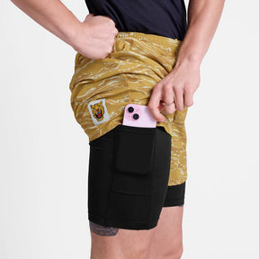 M Tiger Pace 2 in 1 Shorts 5'' | Yellow Camo