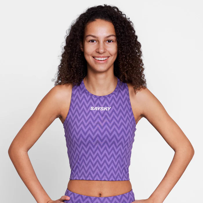 W Zig Zag Combat Crop Top | Purple