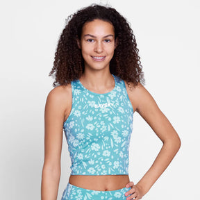 W Flower Combat Crop Top | Blue