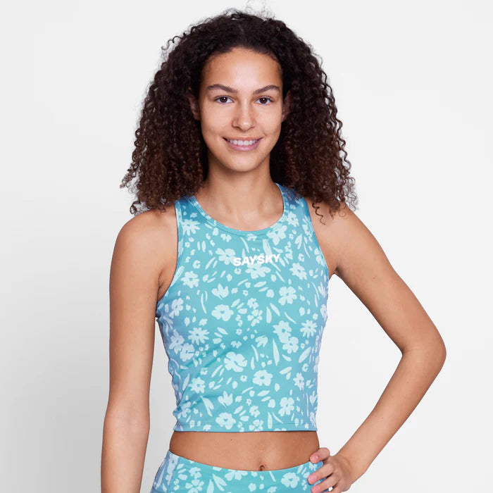 W Flower Combat Crop Top | Blue