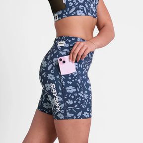 W Zig Zag Combat+ Short Tights 7" | Blue Flower