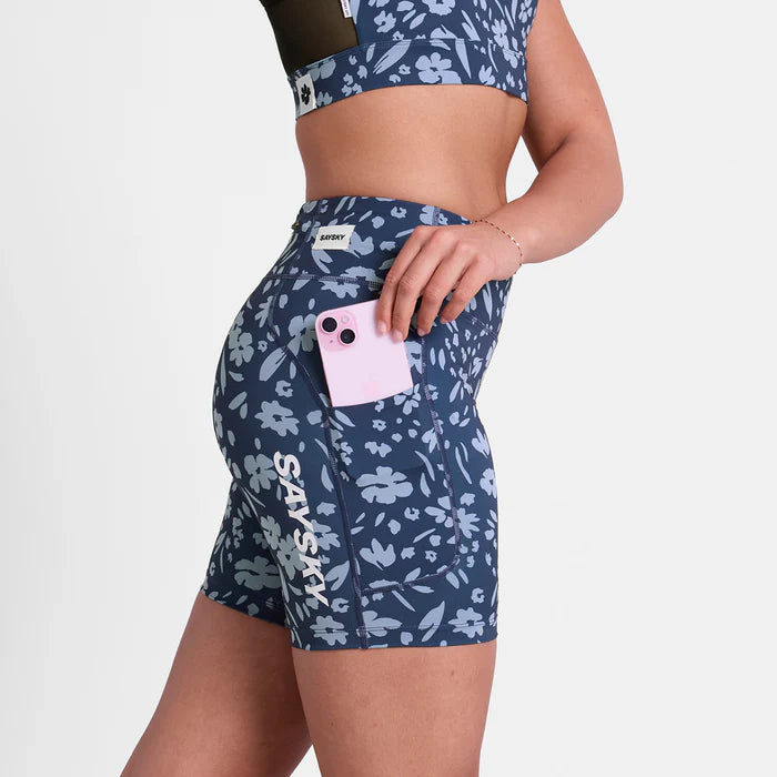 W Zig Zag Combat+ Short Tights 7" | Blue Flower