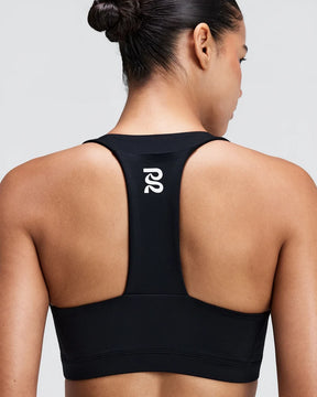 W Stamina-V GeoMesh V-Neck Run Bra | Black