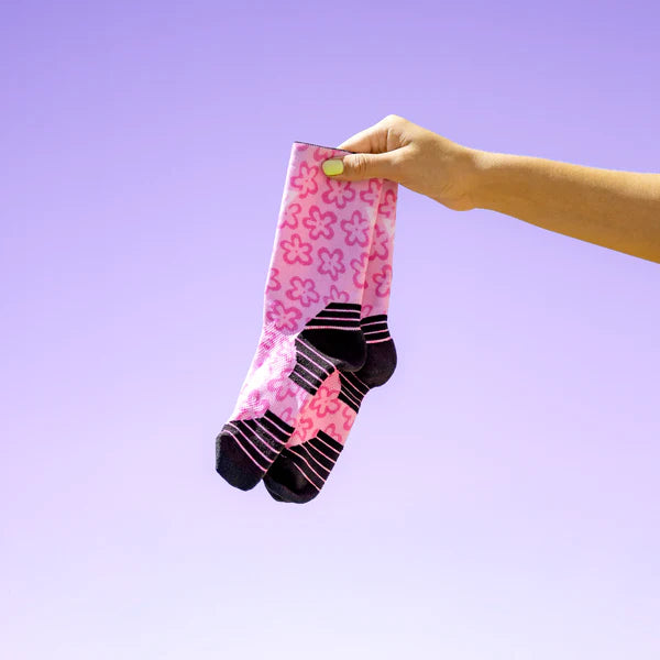 Active Crew Socks | Pink Flower Power