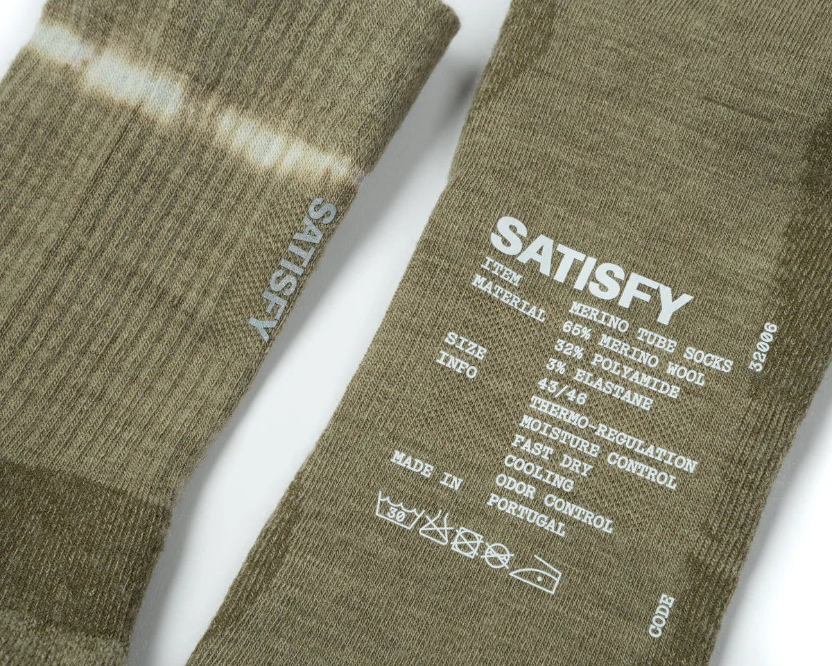 Merino Nylon Tube Socks | Tie Dye Covert Green