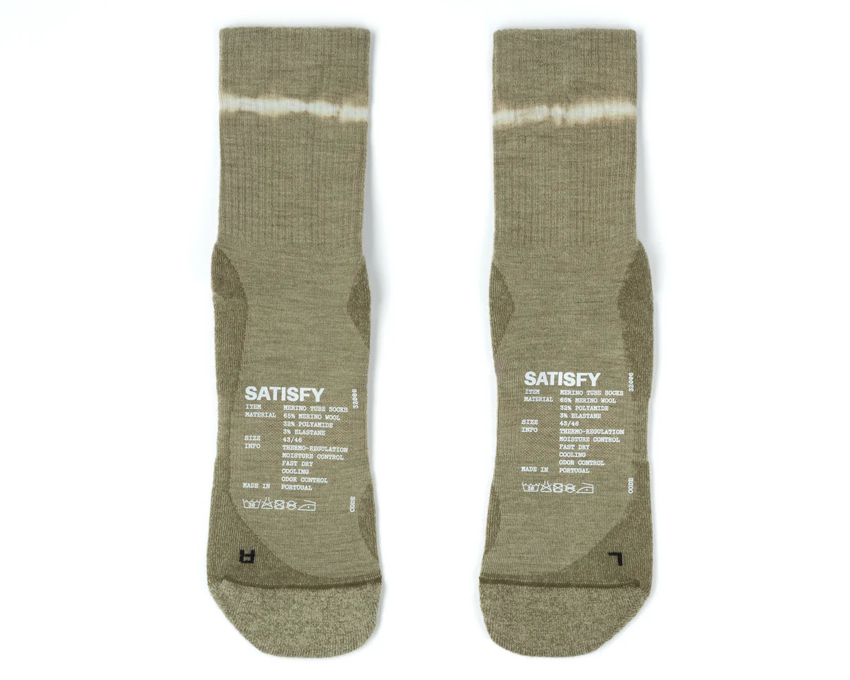 Merino Nylon Tube Socks | Tie Dye Covert Green