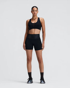 W Stamina-V GeoMesh V-Neck Run Bra | Black