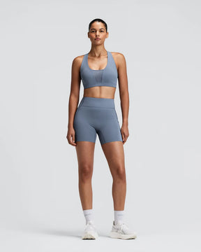 W Vanisher GeoMesh V-Neck Run Bra | Steel Horizon