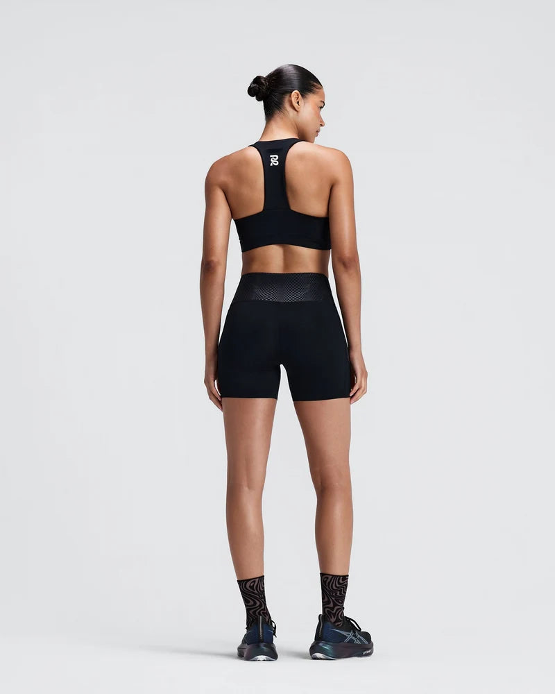 W Stamina-V GeoMesh V-Neck Run Bra | Black