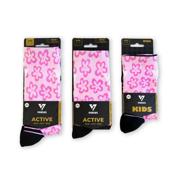 Active Crew Socks | Pink Flower Power