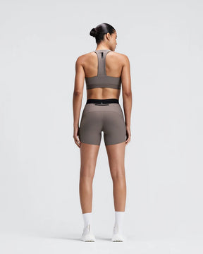 W Striped Cadence Scoop Neck T-Back Run Bra | Concrete Taupe / Cocoa