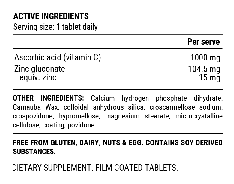 維他命C+鋅增強免疫力丸 60粒裝 | 無味