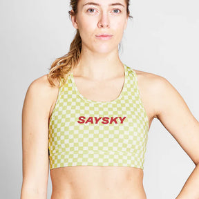 W Checker Combat Sports Bra | Green