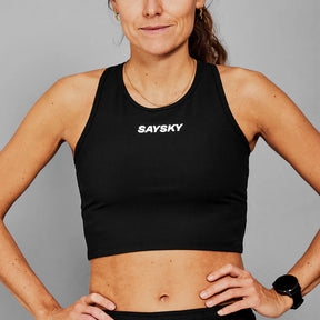 Women Flow Race Crop Top | Black