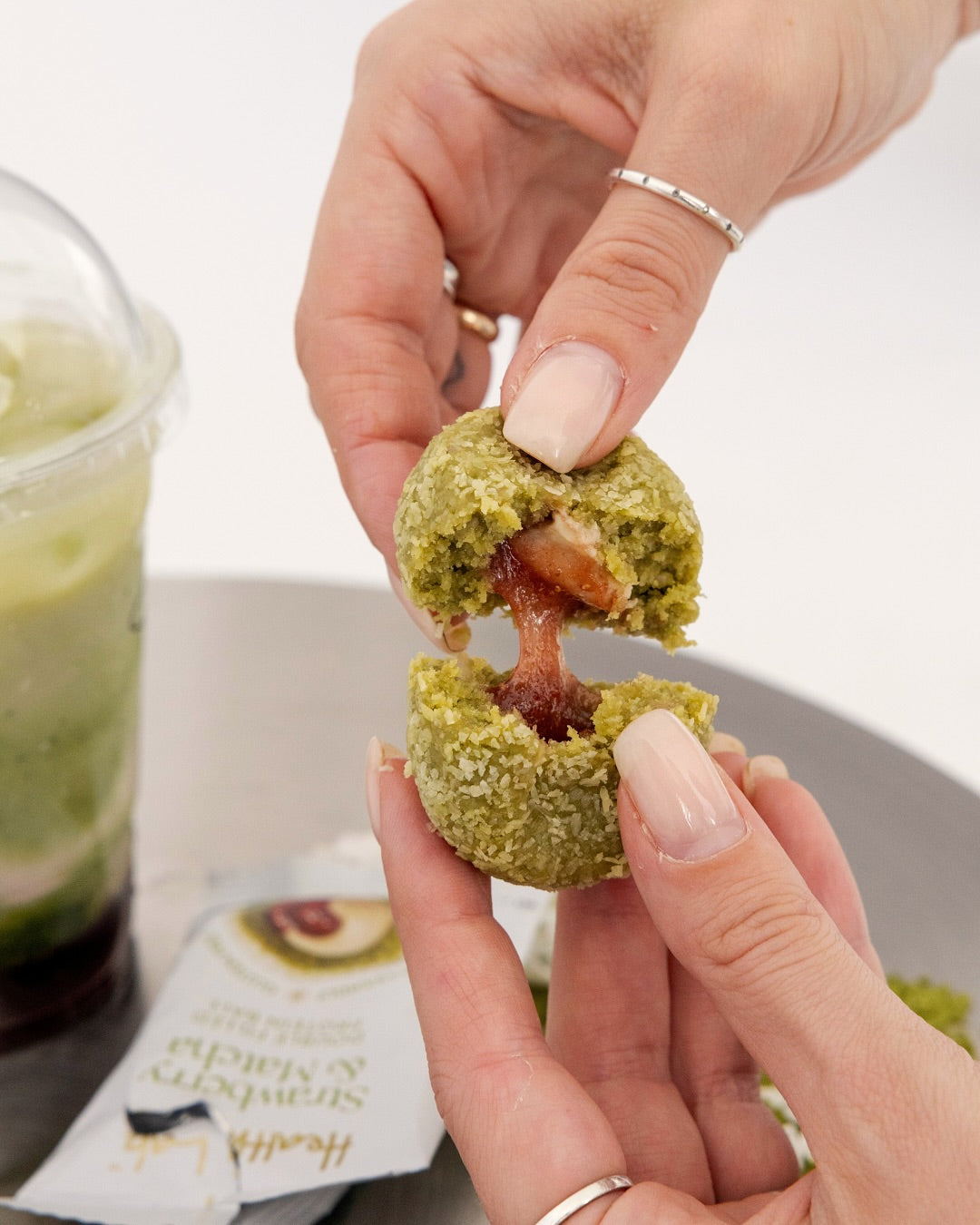 Protein Ball | Matcha & Strawberry Double Filled