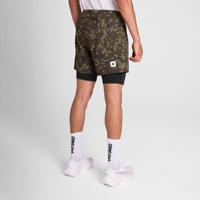 M Camo Pace 2 in 1 Shorts 5'' | Brown