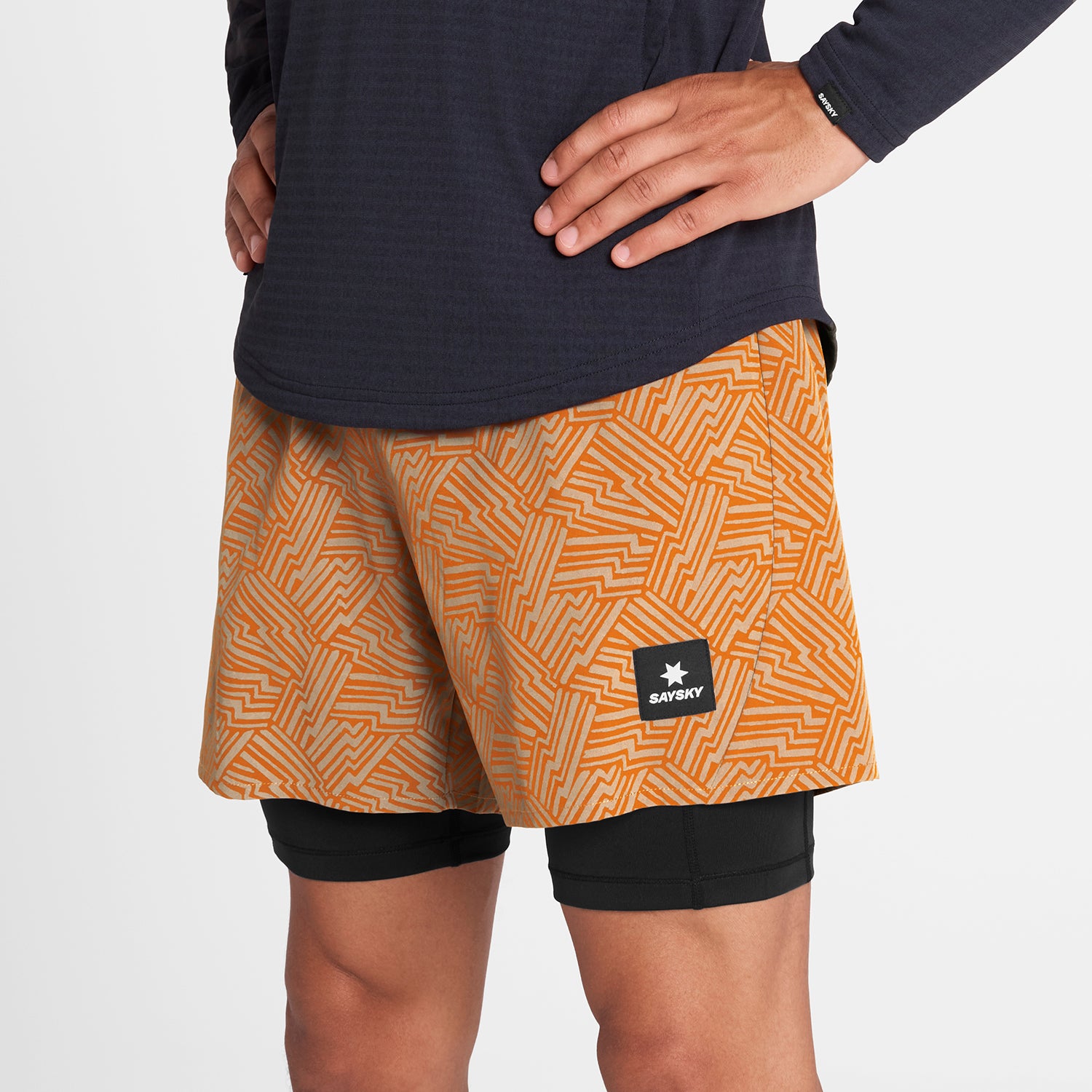 M Reflective Pace 2 in 1 Shorts 5'' | Orange