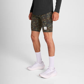 M Camo Combat+ Short Tights 9" | Brown