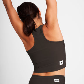 W Combat Rib Crop Top | Coffee