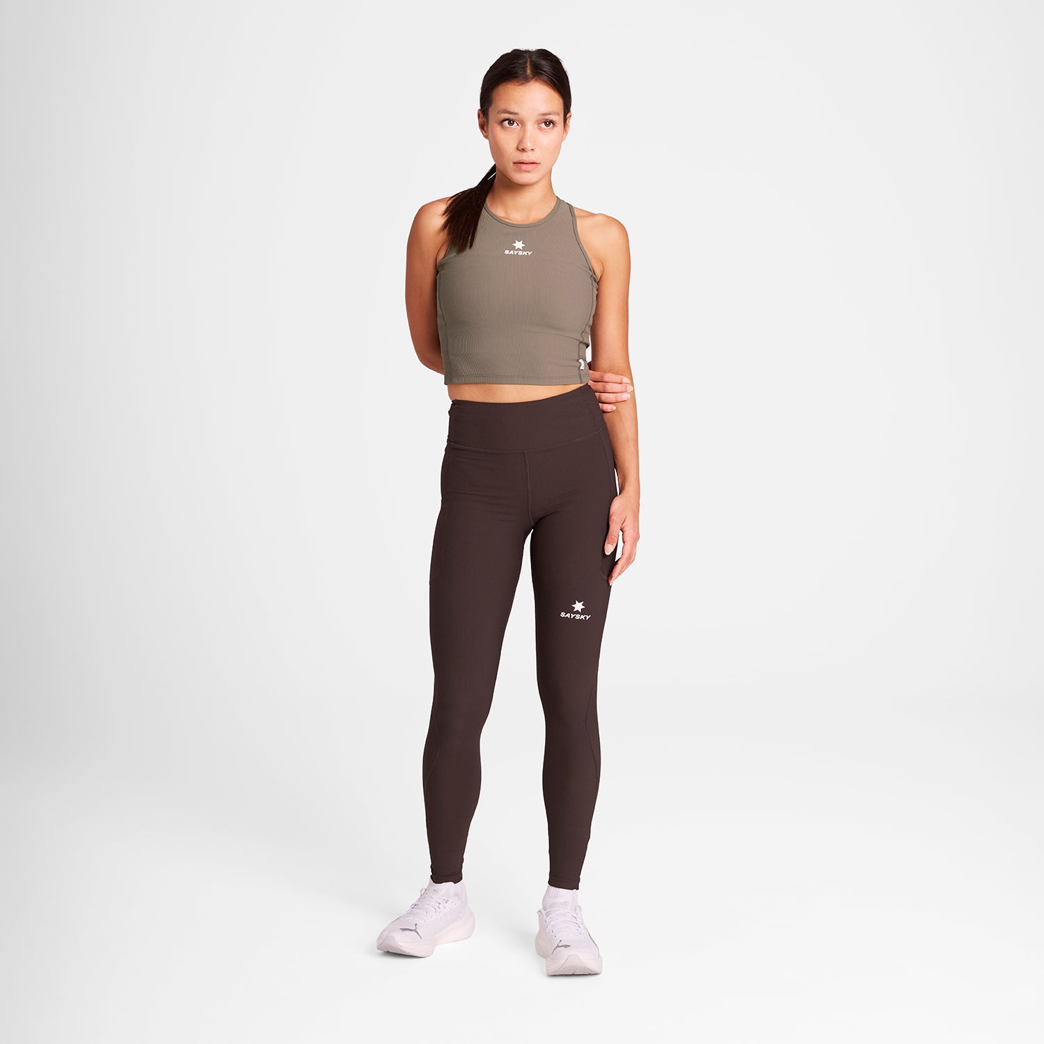 W Combat Rib Crop Top | Taupe