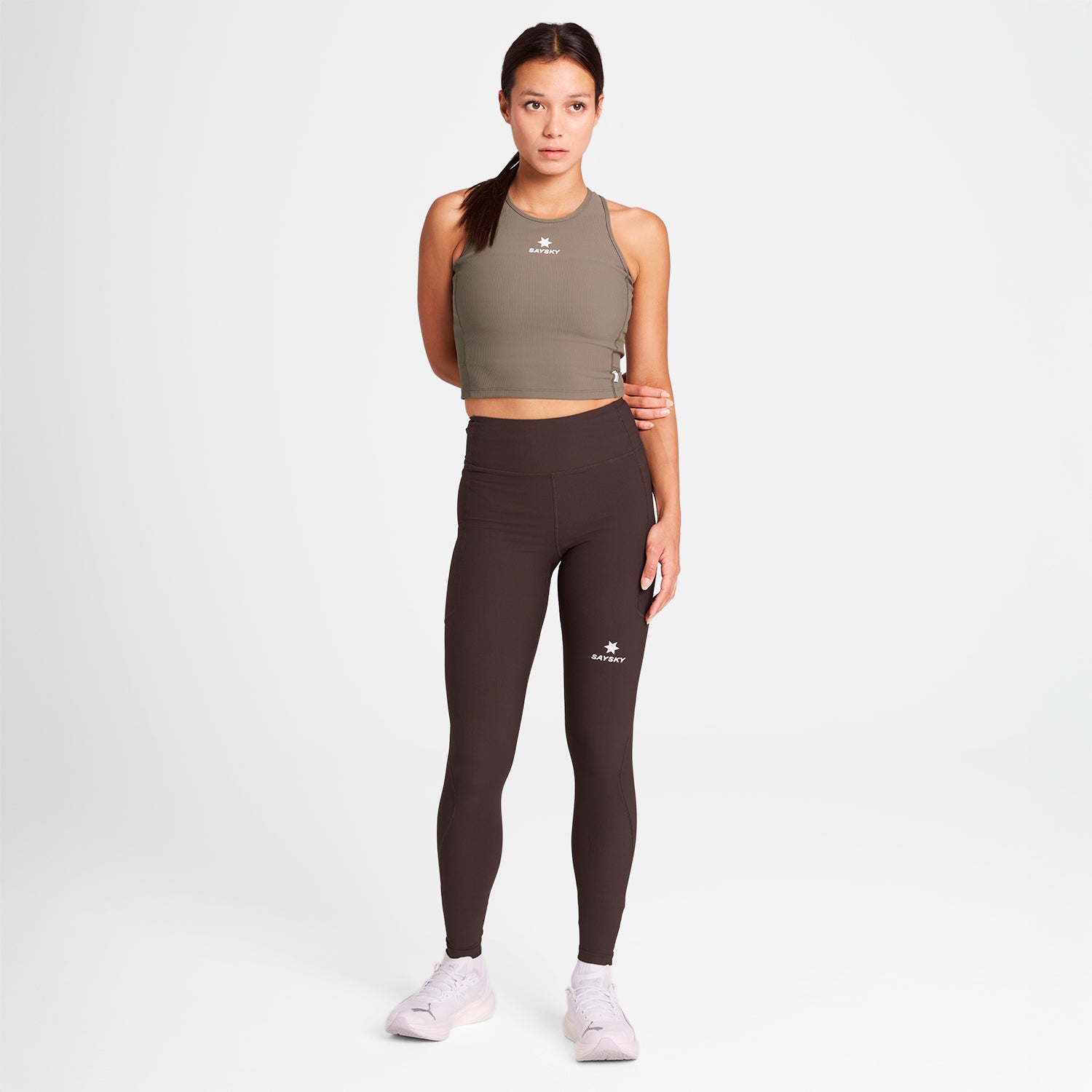 W Combat Rib Crop Top | Taupe