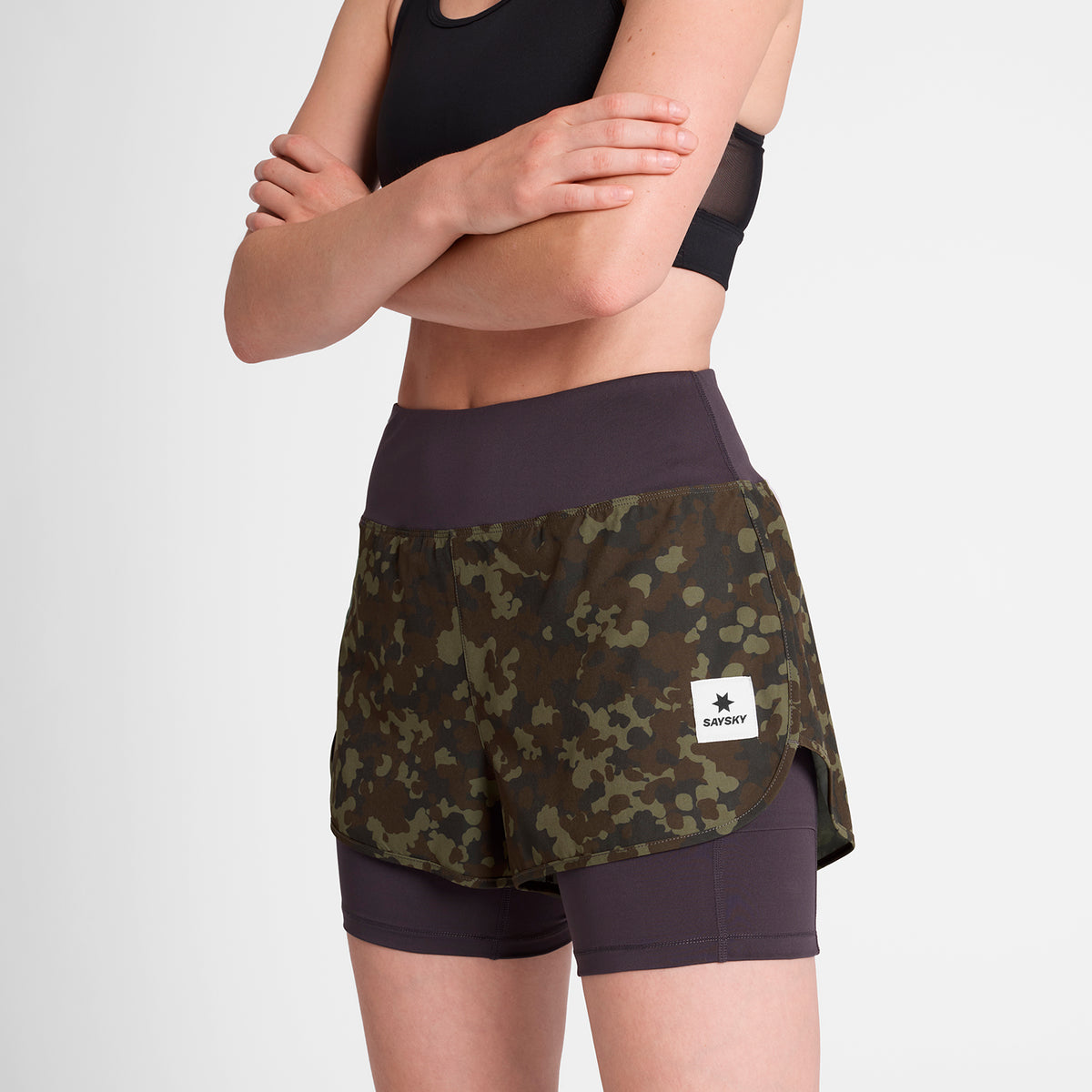 W Camo Pace 2 in 1 Shorts 3" | Brown