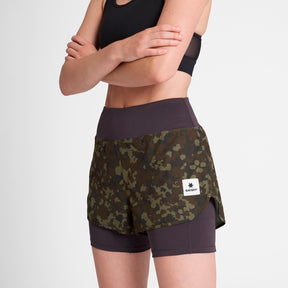 W Camo Pace 2 in 1 Shorts 3" | Brown