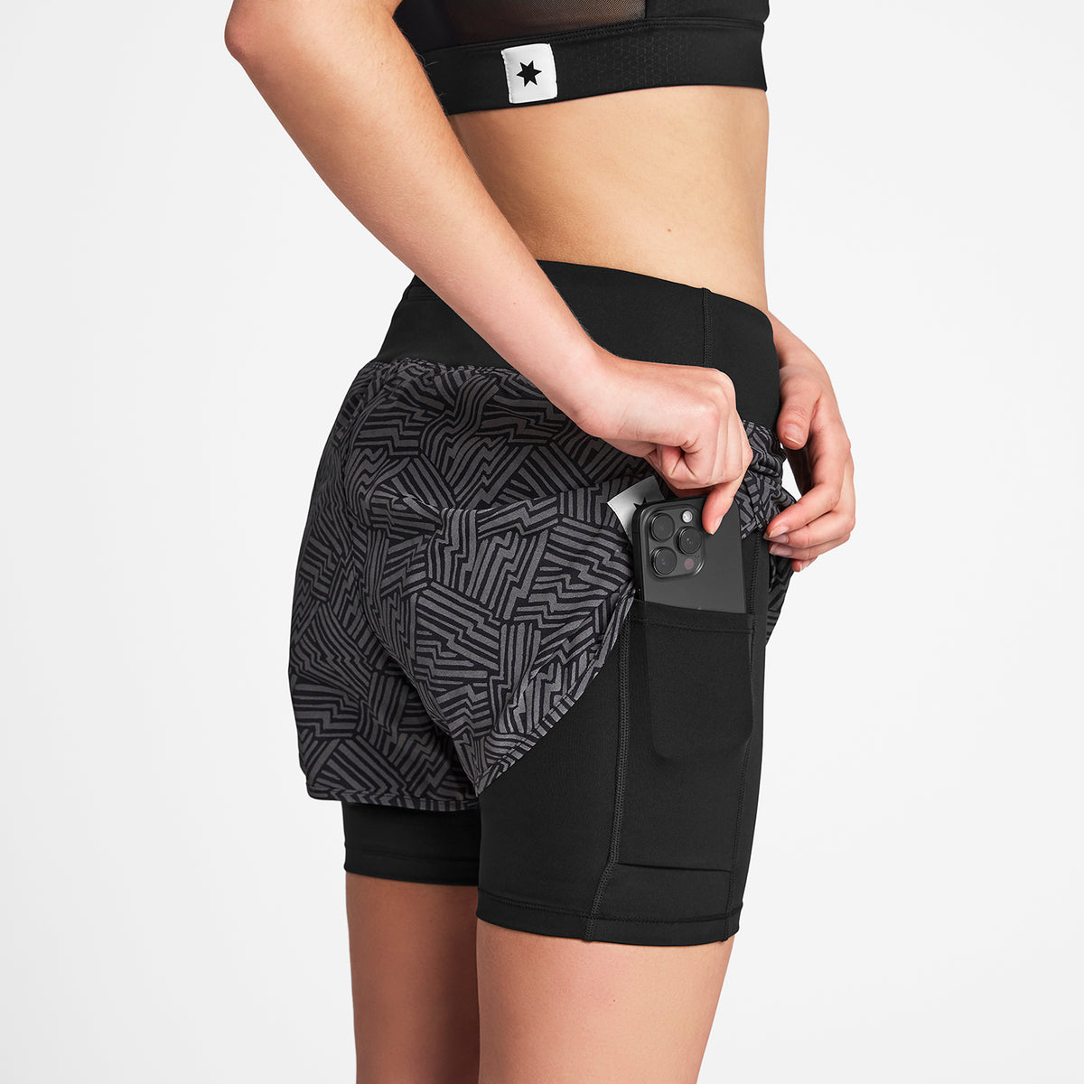 W Reflective Pace 2 in 1 Shorts 3" | Black
