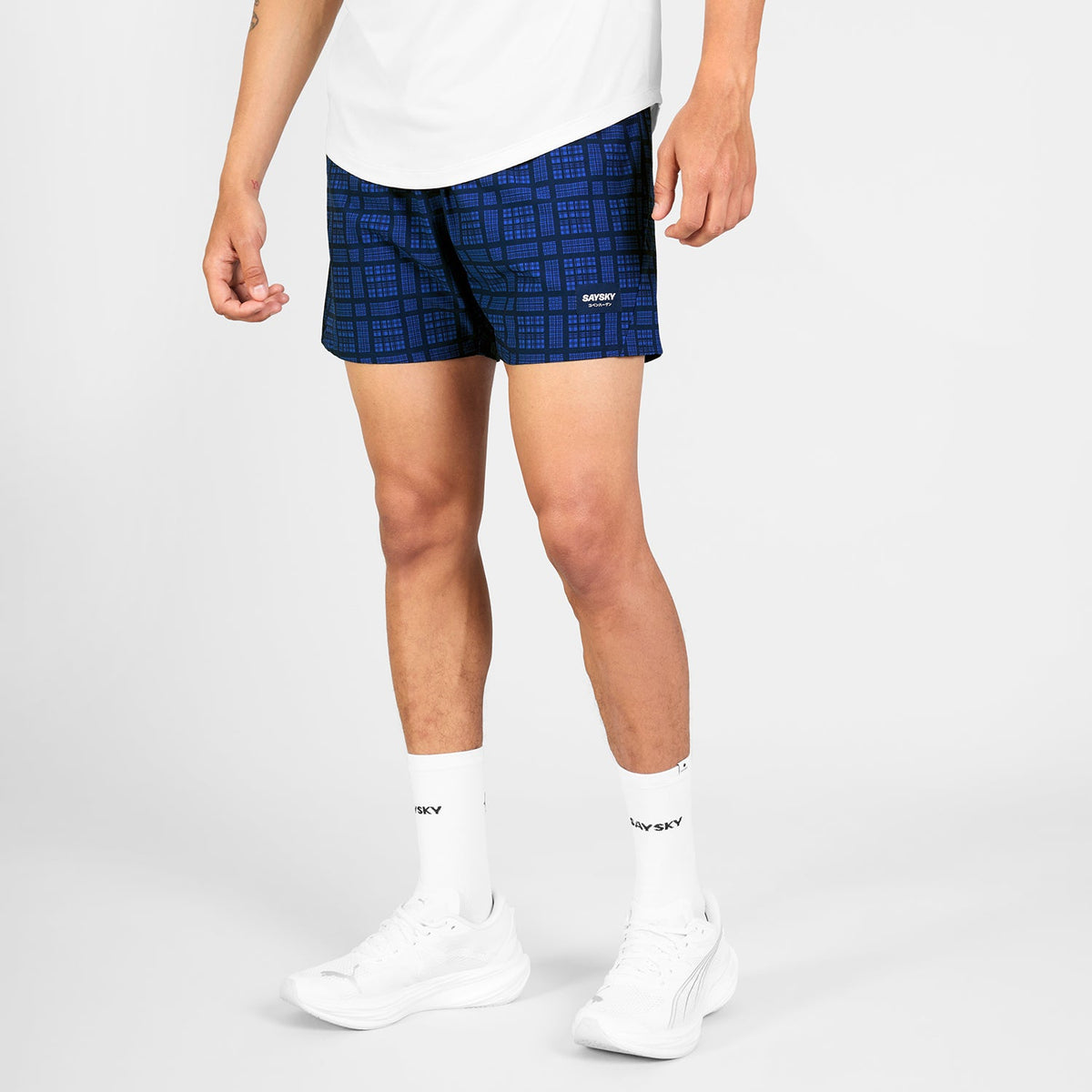 M Checker Pace Shorts 5'' | Blue